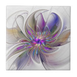 Energetic, Colourful Abstract Fractal Art Flower Tile<br><div class="desc">Decorative unique fantasy flower.
Design for your ceramic tile and more.</div>