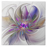 Energetic, Colourful Abstract Fractal Art Flower Tile<br><div class="desc">Decorative unique fantasy flower.
Design for your ceramic tile and more.</div>