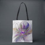 Energetic, Colourful Abstract Fractal Art Flower Tote Bag<br><div class="desc">A multicolored powerful fantasy flower, 
unique floral Fractal Art.
Design for your shoulder tote bag and more.</div>