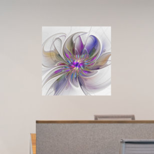 Energetic, Colourful Abstract Fractal Art Flower Wall Decal