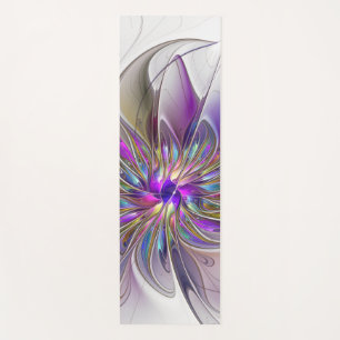 Energetic, Colourful Abstract Fractal Art Flower Yoga Mat