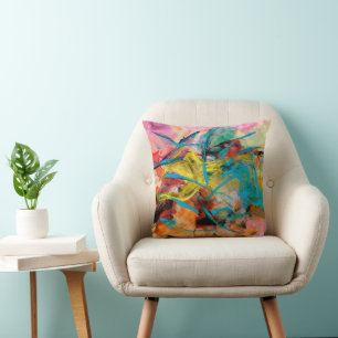 Energetic Colourful Abstract Painting Cushion