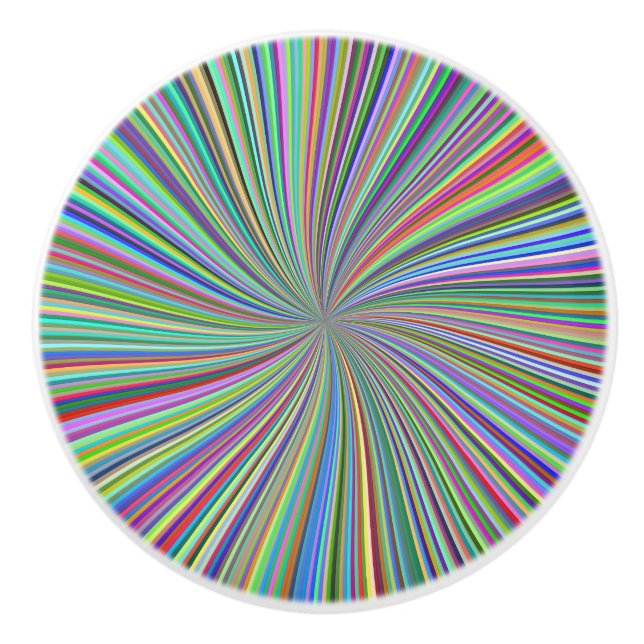 Energetic Colourful Ribbon Sunburst Ceramic Knob (Front)