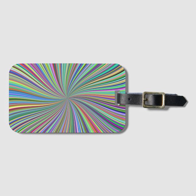 Energetic Colourful Ribbon Sunburst Luggage Tag (Front Horizontal)