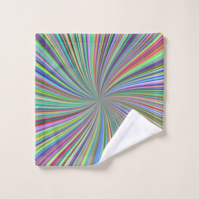Energetic Colourful Ribbon Sunburst Wash Cloth (Wash Cloth)
