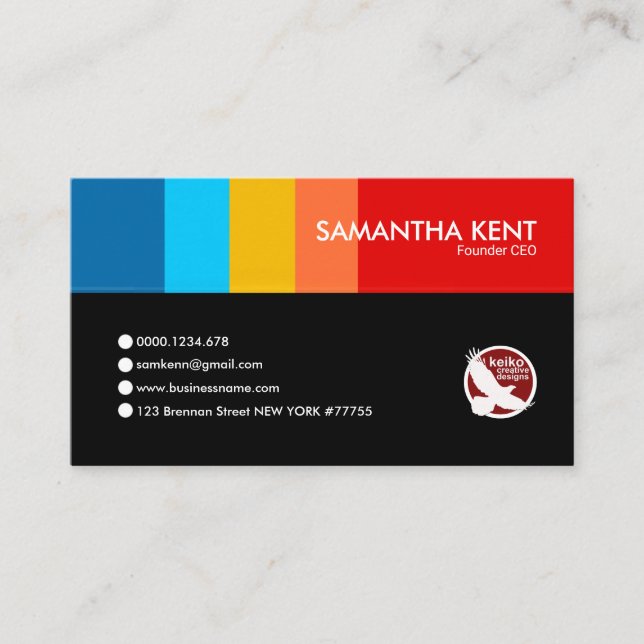 Energetic Colours Youthful Founder CEO Business Card (Front)