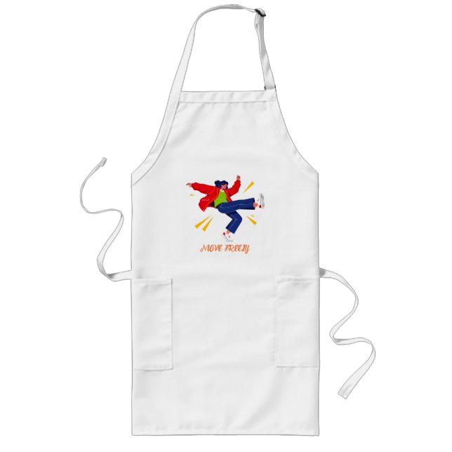 Energetic Dance Move Youth Graphic Long Apron (Front)