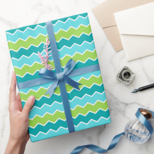 Energetic Green & Blue Zigzag for Cerebration Wrapping Paper