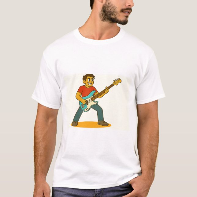 Energetic man playing bass T-Shirt (Front)