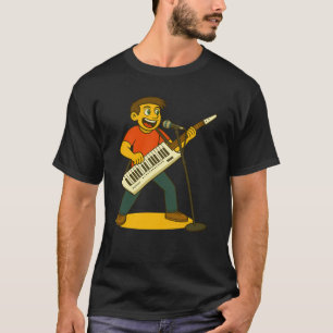 Energetic man singing and paying keytar T-Shirt