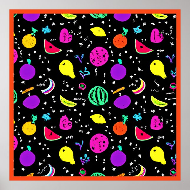 Energetic Neon Fruit Dance Poster (Front)