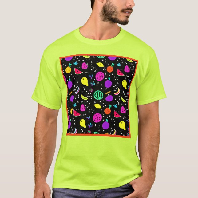 Energetic Neon Fruit Dance T-Shirt (Front)