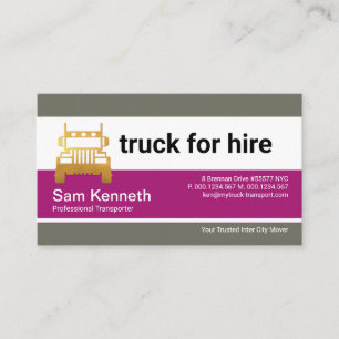 Energetic Retro Purple Grey Column Trucker Business Card