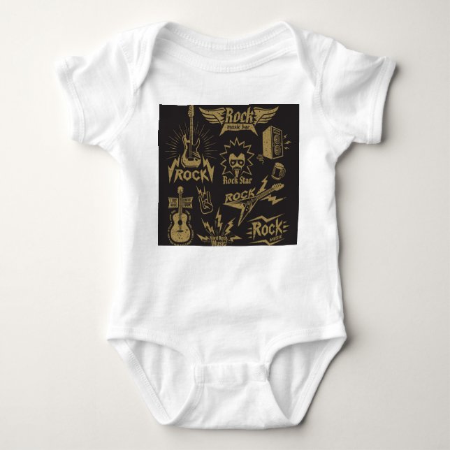 Energetic rock music essence baby bodysuit (Front)