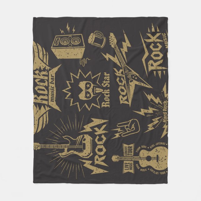 Energetic rock music essence fleece blanket (Front)
