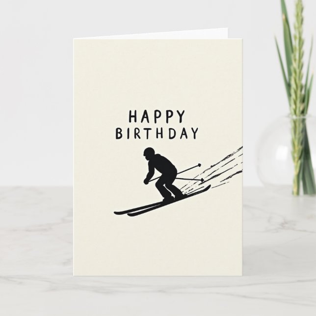 Energetic Skier Birthday Card (Front)