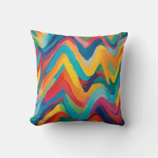 Energetic Zigzag in Multicolor Throw Pillow