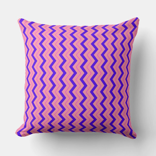 Energetic Zigzag Patterns: Pink and Purple Stripe Cushion (Front)