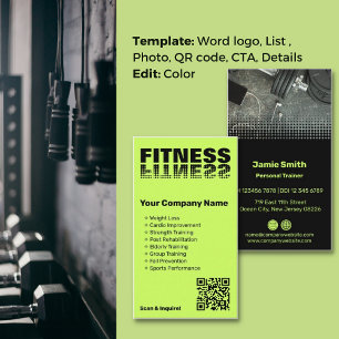 Energise Brand Lime Green & Black Personal Trainer Business Card