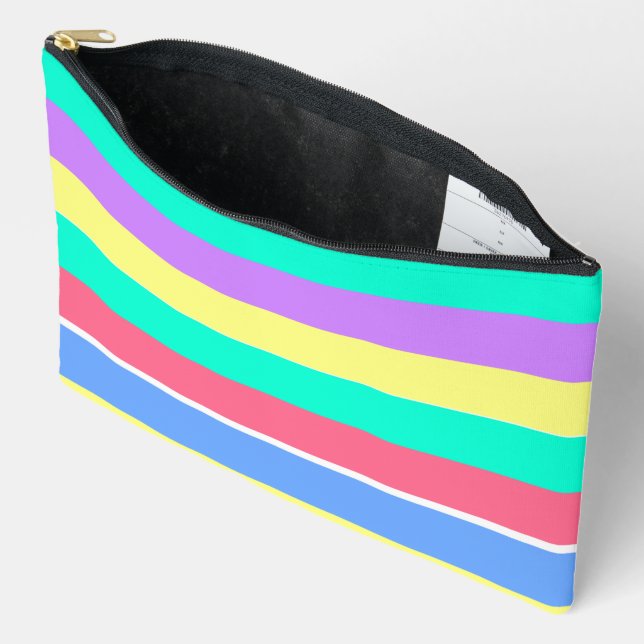 Energising Spring Pastel Stripes Accessory Pouch (Open)