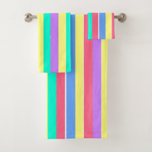 Energising Spring Pastel Stripes Bath Towel Set