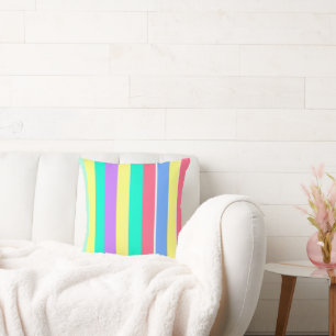 Energising Spring Pastel Stripes Cushion