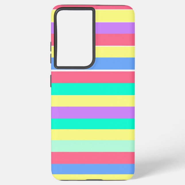 Energising Spring Pastel Stripes Samsung Galaxy S21 Ultra Case (Back)