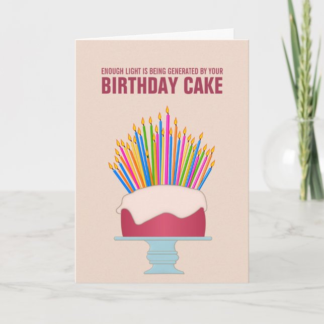 Energy Efficient Birthday Cake Birthday Card (Front)