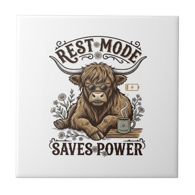Energy Efficient Cow Vintage Lazy Highland Shirt Tile (Front)