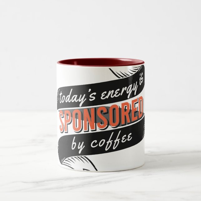Energy from coffee Two-Tone coffee mug (Center)