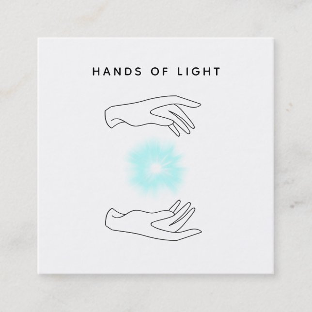 *~* Energy Hands Ball + Reiki Light Healing Square Business Card (Front)