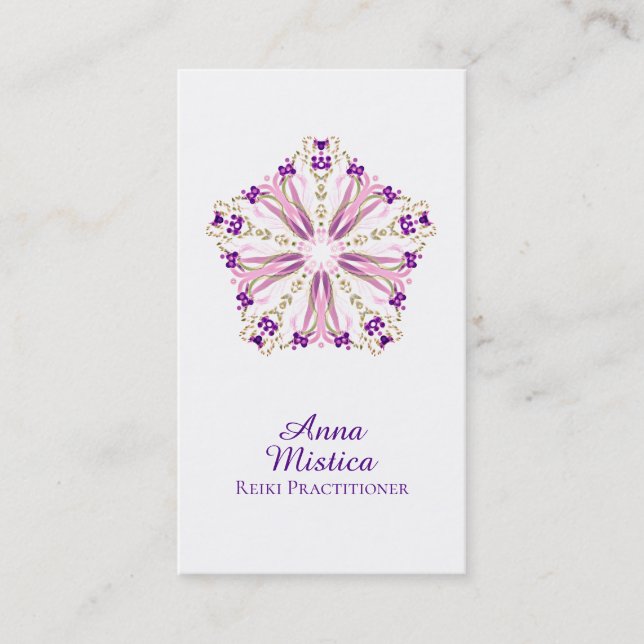 *~* Energy Healer Reiki Massage Yoga Mandala Business Card (Front)