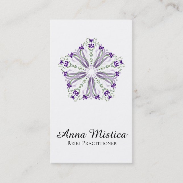 *~* Energy Healer Yoga Reiki Massage Mandala Business Card (Front)