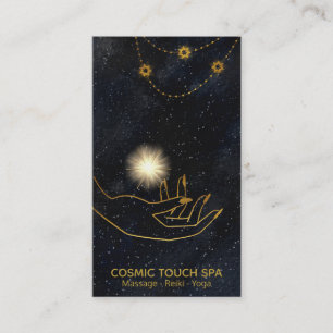 *~* Energy Healing Gold Cosmic Hands Stars Business Card
