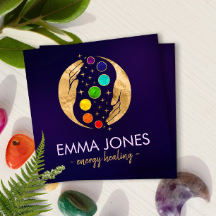 Energy Healing Hands - Chakras Square Business Card