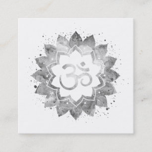 *~* Energy Healing Lotus Mandala Om Aum Symbol Square Business Card