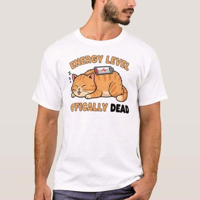 Energy Level Officially Dead Cat T-Shirt (Front)
