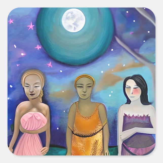 Energy of the Moon | Celestial Artwork Square Sticker (Front)