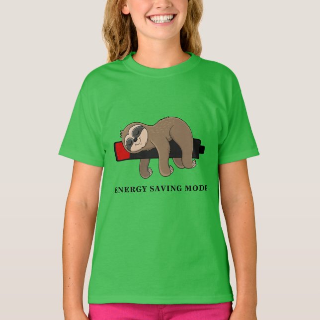 Energy Saving Mode | Funny Sloth Personalised T-Shirt (Front)