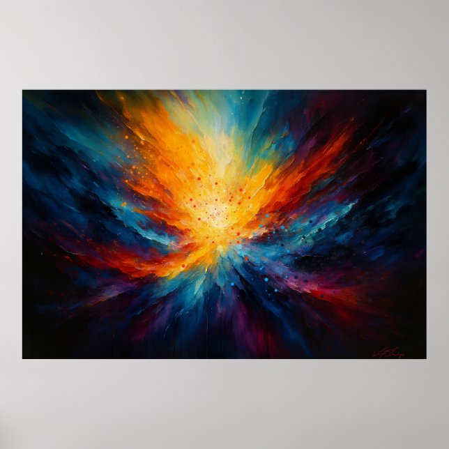 Energy Unleashed Bright Abstract Cosmic Art Poster (Front)