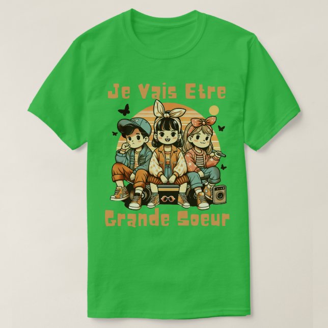 Enfant Future Grande Soeur 2025 Annonce Je Vais Et T-Shirt (Design Front)