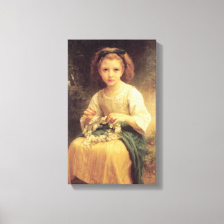 Enfant tressant une couronne by William Bouguereau Canvas Print