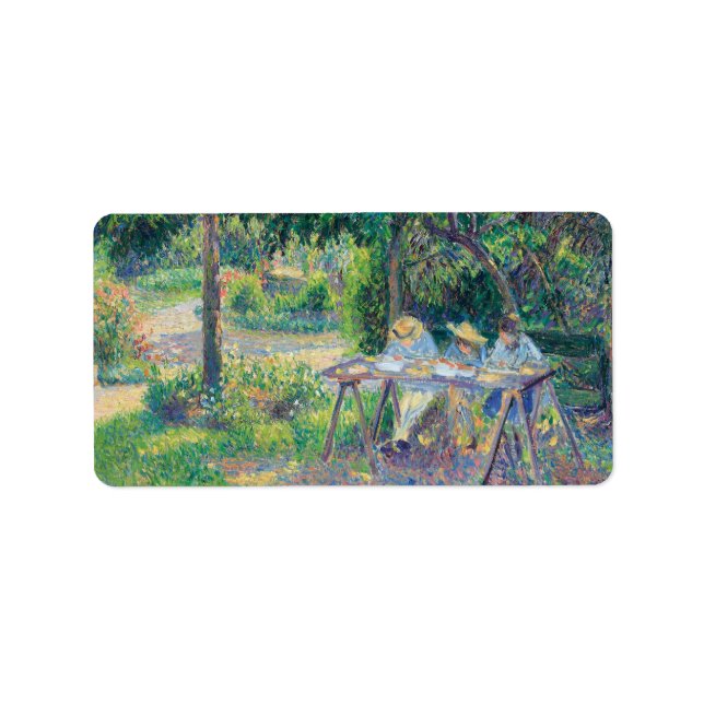 Enfants attablés dans le jardin Camille Pissarro   Label (Front)