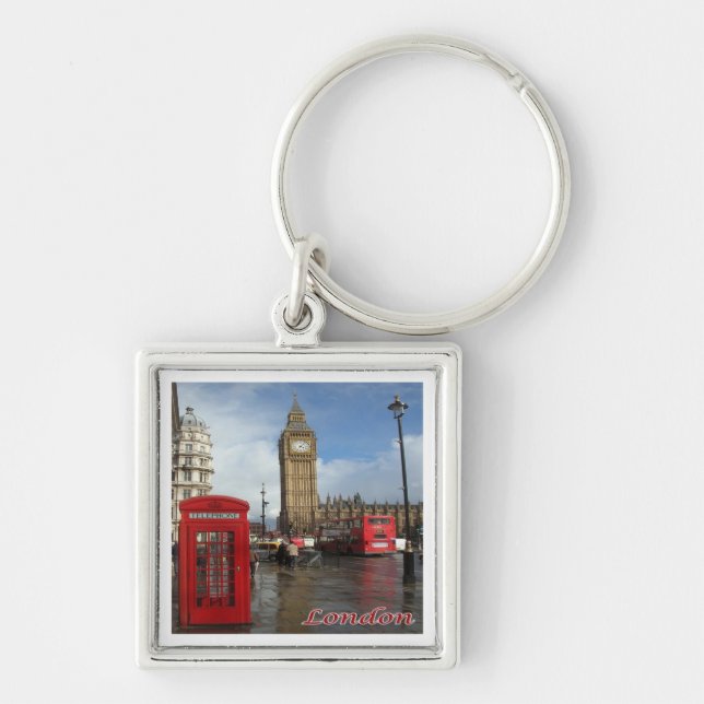 ENG063 LONDON BIG BEN, Double Decker Bus, Key Ring (Front)