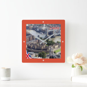 ENG064 LONDON Panorama, England, Square Wall Clock