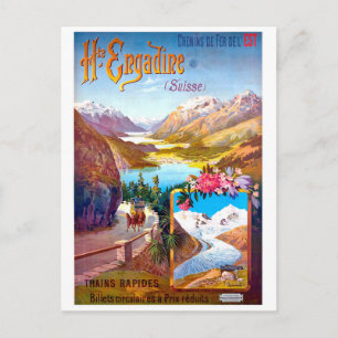 Engadin, Switzerland, landscape and mountain road Postcard
