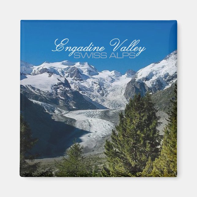 Engadine Valley Photo Swiss Alps Souvenir Magnets (Front)