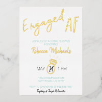 Engaged AF Gold Metallic Script Bridal Shower
