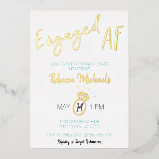 Engaged AF Gold Metallic Script Bridal Shower