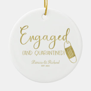Engaged And Quarantined Cute Engagement Covid Ceramic Tree Decoration